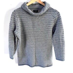 Talbots Womens Wool Turtleneck Sweater S Gray Geometric‎ Pattern